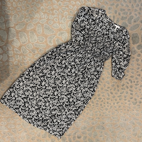 Rebecca Taylor Black Patterned Cotton Silk Midi Dress Small - Picture 2 of 7